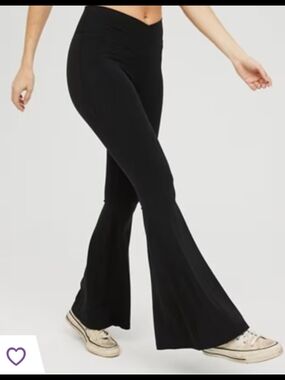 Aerie Offline Real Me High-Rise Black Flare Pants for Women